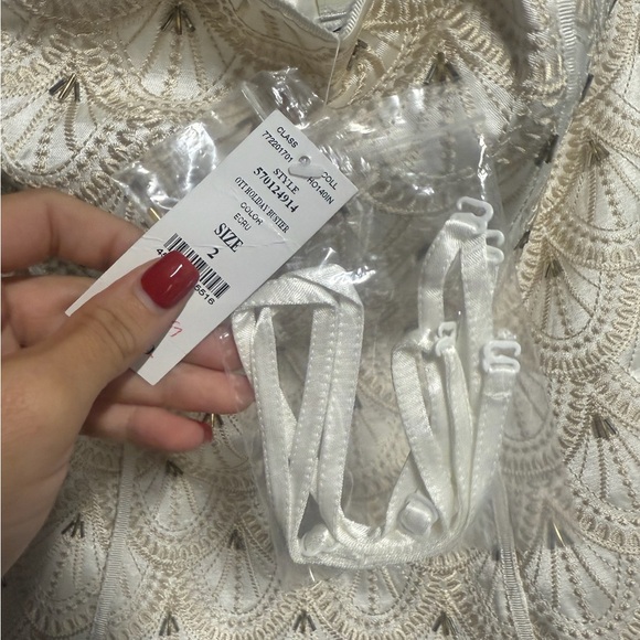 White House Black Market Ivory Patterned Beaded Strapless Camisole Corset Top - Picture 5 of 8